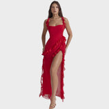 Amira - Vestido largo ciruela oscuro