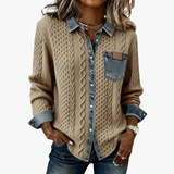 Fátima – Top de Punto con Detalles de Denim