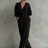 Vestido Maxi de Lino con Escote en V