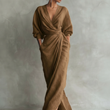 Vestido Maxi de Lino con Escote en V