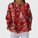 Karla - Suéter rojo con patrón navideño nórdico