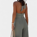 Jessica Mono Halter Cruzado sin Espalda y Pierna Ancha