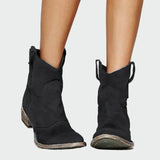 Marisol - Botas Vaqueras Retro de Tobillo en Gamuza Marrón