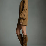 Livia ❘ Vestido mini oversize de ante con cuello alto