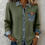 Fátima – Top de Punto con Detalles de Denim