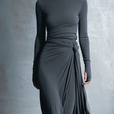Naiara – Vestido midi con nudo lateral