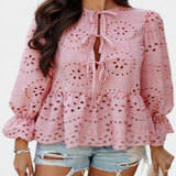 Kayden Top Bohemio de Encaje con Corte Fluido