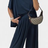 Trista Conjunto Casual de Top Suave y Pantalones de Pierna Ancha