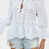 Kayden Top Bohemio de Encaje con Corte Fluido